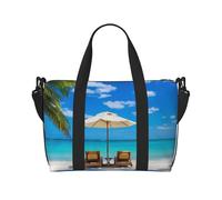 White Beach Tropical Sea Large Weekender Bag for Travel, Water-Resistant Duffle Bag, Print Adjustable Shoulder Strap,3-5 Day Overnight Bag for Men Women