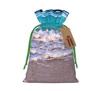 White Beach Tropical Sea Print Reusable Gift Bags,Drawstring Gift Bags For Jewelry And Gifts,For Festive Occasions