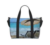 White Beach Tropical sea Print Travel Duffle Bag Lightweight Weekend Bag Travel Bag Holdall with Adjustable Strap for Weekend Trips Gym Travel Daily Use