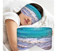 White Beach Tropical Sea Print Travel Eye Mask Full Wrap Adjustable Darkness Sleep Headband