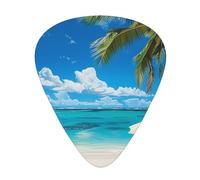 White Beach Tropical Sea Printed Custom 12 Pieces Guitar Pick In A Box,The Pick Makes Sound Clear, Ukulele, Electric Bass (0.46 0.71 0.96mm)