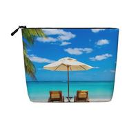 White Beach Tropical sea Printed Make up Bag for Women Makeup Bags Zipper Travel Cosmetic Bags Pouch Organizer