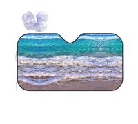 White Beach Tropical Sea Printing Windshield Sun Shade Foldable Car Sunshades Reflect Sun Heat Protect Your Car,Standard Size