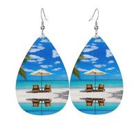 White Beach Tropical Sea Women'S Drop-Shaped Leather Earrings Are Suitable For Parties, Holiday Parties And Gifts.