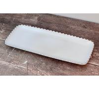 White Beaded Edge Rectangular Serving Plate, 30cm