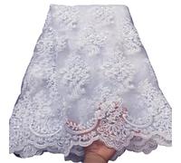 White Beaded Lace Fabric White Tulle Mesh Lace Fabric for Party Wedding Dress(Color 2)
