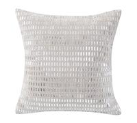 White Beads Embedded Luxurious Sparkling Cushion cover with Crystal Glass Rhinestones and a Soft Dutch Velvet Grey back 45x45cm Decorative Throw Cushion Cover. (Silver & Grey, 45X45CM)
