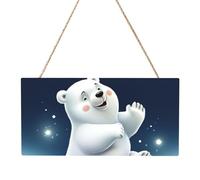 White Bear(1) Rectangular MDF Wood Plaque Wall Art with Full Print and Hanging Rope for Home Wall Decor, Farmhouse Sign for Door, Window or Wall (Multiple Sizes)