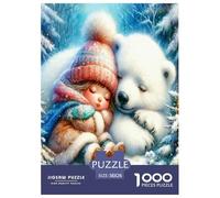 White Bear And Little Girl 1000 Pieces Jigsaws for Adults Art Colorful DIY Craft Birthday Gifts for Women And Man Challenge High Difficulty 38x26cm/1000pcs