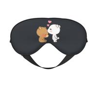White Bear Brown Bear Night Mask Soft Reversible Eye Cover Adjustable Strap Light Blocking Comfortable Rest