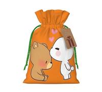 White Bear Brown Bear Print Christmas Drawstring Gift Bags Birthday Sacks With For Xmas Wedding Party Favors
