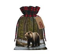 White Bear Brown Bear Print Reusable Gift Drawstring Eco-Friendly Bags Holiday Wedding Party Favors Pouches