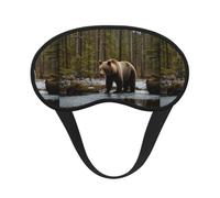 White Bear Brown Bear Print Sleep Mask,Blackout Eye Mask,Elastic Band Eye Cover for Travel & Daily Nap