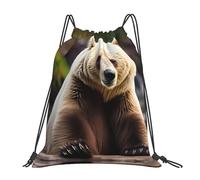 White Bear Brown Bear Print Women Men String Backpack Waterproof Drawstring Bag Large Pe Bag For Swim Yoga Sports