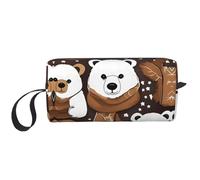 White Bear Brown Bear Print Zippered Organizer Bag, Travel Storage Case, Portable Cosmetic Pouch for Cosmetics, Toiletries