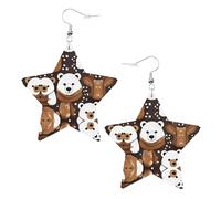 White Bear Brown Bear Printed Leather Pierced Earring Set, 1 Pair Lightweight Bohemian Earrings Birthday Party Jewelry Gifts For Women