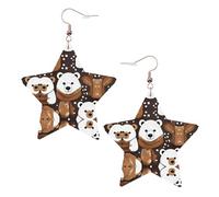 White Bear Brown Bear Printed Leather Pierced Earring Set, 1 Pair Lightweight Bohemian Earrings Birthday Party Jewelry Gifts For Women