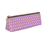 White Bear Brown Bear Printing Triangular Leather Pencil Case with Zipper Pen Pouchfor Boys Girls Pupil for Work and School