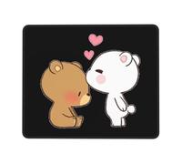 White Bear Brown Bear Thick Desk Pad Mouse Mat with Lock Stitch Edge, Stable Non-Slip Surface for Computer Use