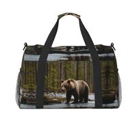 White Bear Brown Bear Travel Duffel Bag Large Foldable Waterproof Overnight Bag Beach Swim Bags Pool Sports Gym