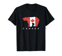 White Bear Canada Countries Canadian Flag Maple Leaf Value Graphic T-Shirt, Men, Black, L