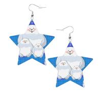 White Bear Family Prints Leather star earrings Pendant Stylish and beautiful Lightweight Dangle for Women Girls