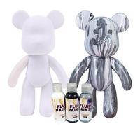 White Bear Figure Painting Kit DIY Home Decoration Kit Including 3 Liquid Paints, Brush, Table Cloth, Apron (Silver)