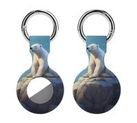 White Bear Keychain Holder Case Compatible with AirTag Waterproof Silicone Shell Protective Case 1PCS