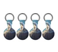 White Bear Keychain Holder Case Compatible with AirTag Waterproof Silicone Shell Protective Case 4PCS
