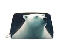 White Bear Leather Makeup Bag, Large-Capacity Travel Storage Bag, Dual-Purpose Toiletries and Makeup Bag