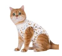 White Bear Print Cat Recovery Suit, Cotton Flannel Cat Clothes, Breathable Body Suits for Abdominal Wounds or Skin Diseases, Professional Pet Accessories