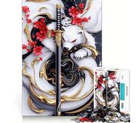 White Bear Samurai Polar 1000 Piece Jigsaws for Adults Brain Recall Game Tight Interlock No Gaps Calming Mental Break Activity (38x52cm)