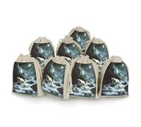White Bears in The Wilder Reusable Drawstring Bags 8 Pcs Jewellery Favour Pouch Christmas Halloween Candy