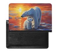 White Bears Mama Little Sunset Passport Holder Travel Wallet Cover Case with Card Slot Organiser for Men Women
