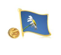 White Beautiful Sunflower Blue Golden Metal Flag Lapel Pin Badge