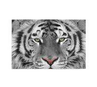 White Beautiful Tiger Print,1000 Pieces Wooden Jigsaw Family Game Jigsaw Puzzles for Adults Teens Home Decor