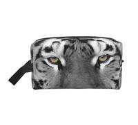 White Beautiful Tiger PrintMakeup Trave Bag for Women,Cosmetic Large Capacity Organizer