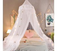 (White) Bed For Girls Bed Curtains Round Lace Dome Elegant Lace Princess Canopies Bed Netting Bedroom Indoor Outdoor Decor For Girls Boys Adults