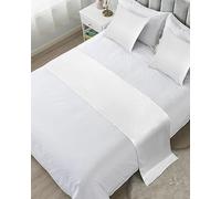 White Bed Runners for Cal King Size Bed, Decorative Bed Throws for Foot of Bed, Modern Simple White Backdrop Bed Runner Sofa Throw Bedding Scarf Protector Slipcover for Bedroom/Hotel