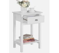 White Bedside Table Wooden Nightstand Cabinet Storage Unit With Shelf Drawer