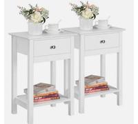 White Bedside Tables, Small End Tables Nightstands With Drawer For Home Set Of 2