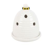 White Beehive Incense Cone Holder - Ceramic Bee Scent Diffuser