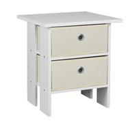 (White, Beige) 2 Drawer Wooden Bedside Table Living Room Cabinet