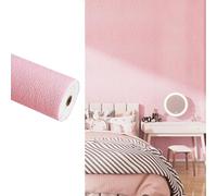 White/Beige/Blue/Pink/Gray Waterproof Self-Adhesive Wallpaper Roll, Soundproof Thermal Insulation Wall Sticker Installation No Fading Moisture-Proof Home Decor(Pink,50x500x0.3cm)