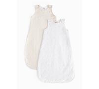 White & Beige Printed 1.5 Tog Sleeping Bags 2 Pack 0-6 Months