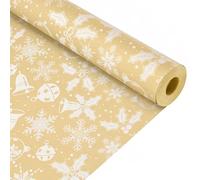 White Bell Christmas Gifts Wrapping Paper Roll,QRTDXP 43cm*12m Recyclable Snowflake Xmas Wrapping Paper for Christmas Birthday Present