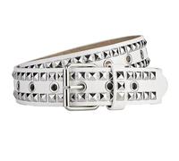 White Belts for Women - Ladies White Belt for Jeans and Dresses, Gothic Womens White Leather Belt, Y2k Belt, Pu Leather Double Eyelet Belt, Gothic Accessories for Women and Girls, Punk Studded Belt