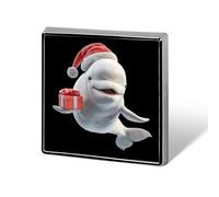 White Beluga Whale Christmas Funny Lapel Pins Square Brooch Pin 0.7 Inches Badge Clothes Accessories for Men Women