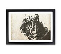 White Bengal Tiger (2) Framed Print | A2 Black Framed Wall Art | Ready to Hang | Modern Animal Picture | Living Room Bedroom Lounge Office