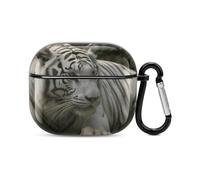White Bengal Tiger Bluetooth Earbuds Case Cover Full Body Shockproof Protection Hard Case Support Wireless Charging with Keychain Personalized Gift for AirPods 3